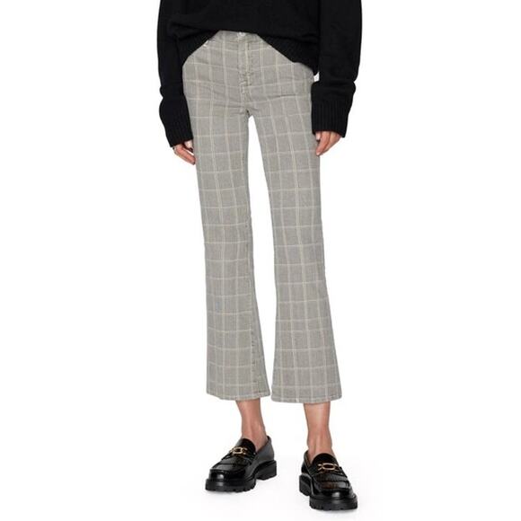 NWT FRAME Le Crop Mini Boot Plaid Jeans Size 25 Grey High Waist Kick Flare Chic - Picture 4 of 16